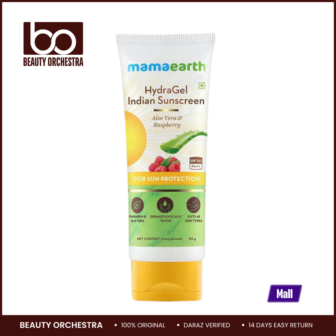 Picture of Mamaearth HydraGel Indian Sunscreen SPF 50, With Aloe Vera & Raspberry, for Sun Protection - 50g