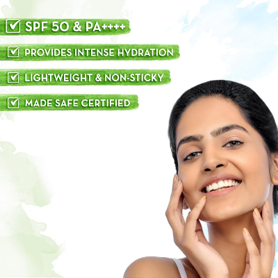 Picture of Mamaearth HydraGel Indian Sunscreen SPF 50, With Aloe Vera & Raspberry, for Sun Protection - 50g