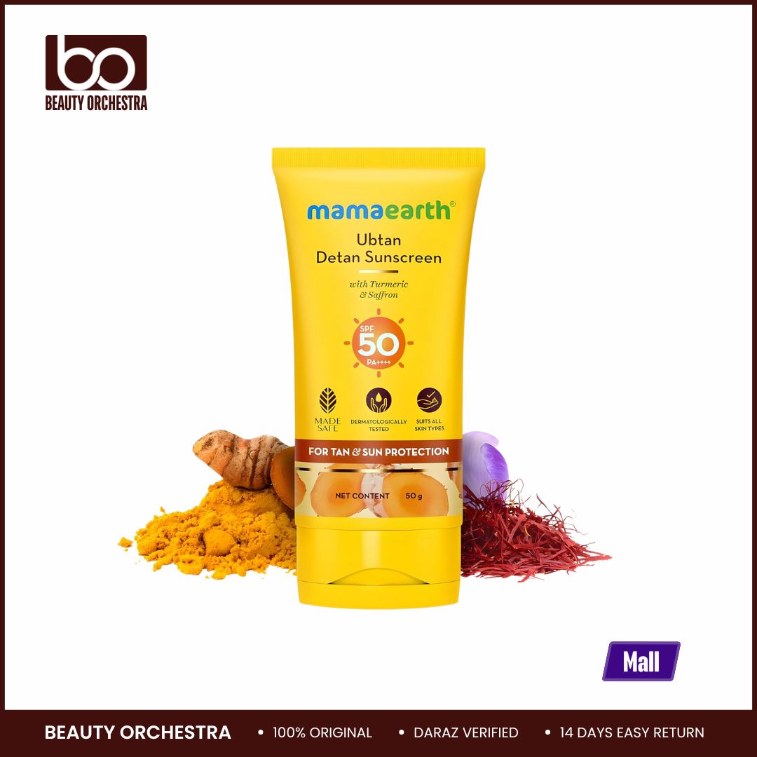 Picture of Mamaearth Ubtan Detan Sunscreen with Turmeric & Saffron SPF 50 & PA++++ for UVA/B Protection Tan Protection Brightens Skin 50 g