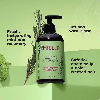 Picture of Mielle Rosemary Mint Strengthening Biotin Shampoo - Moisturizing Hair Shampoo for Women and Men to Gently Cleanse Repair & Protect Strands - 355 ml