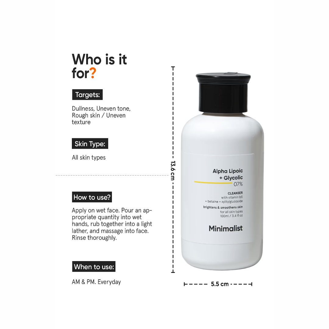 Picture of Minimalist Alpha Lipoic + Glycolic 07% Cleanser - 100ml
