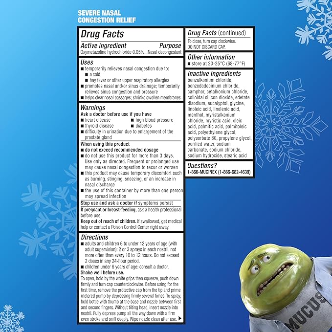 Picture of Mucinex Mucinex Severe Nasal Congestion Relief Clear & Cool Nasal Spray, Cooling Menthol Flavor - 22 ml