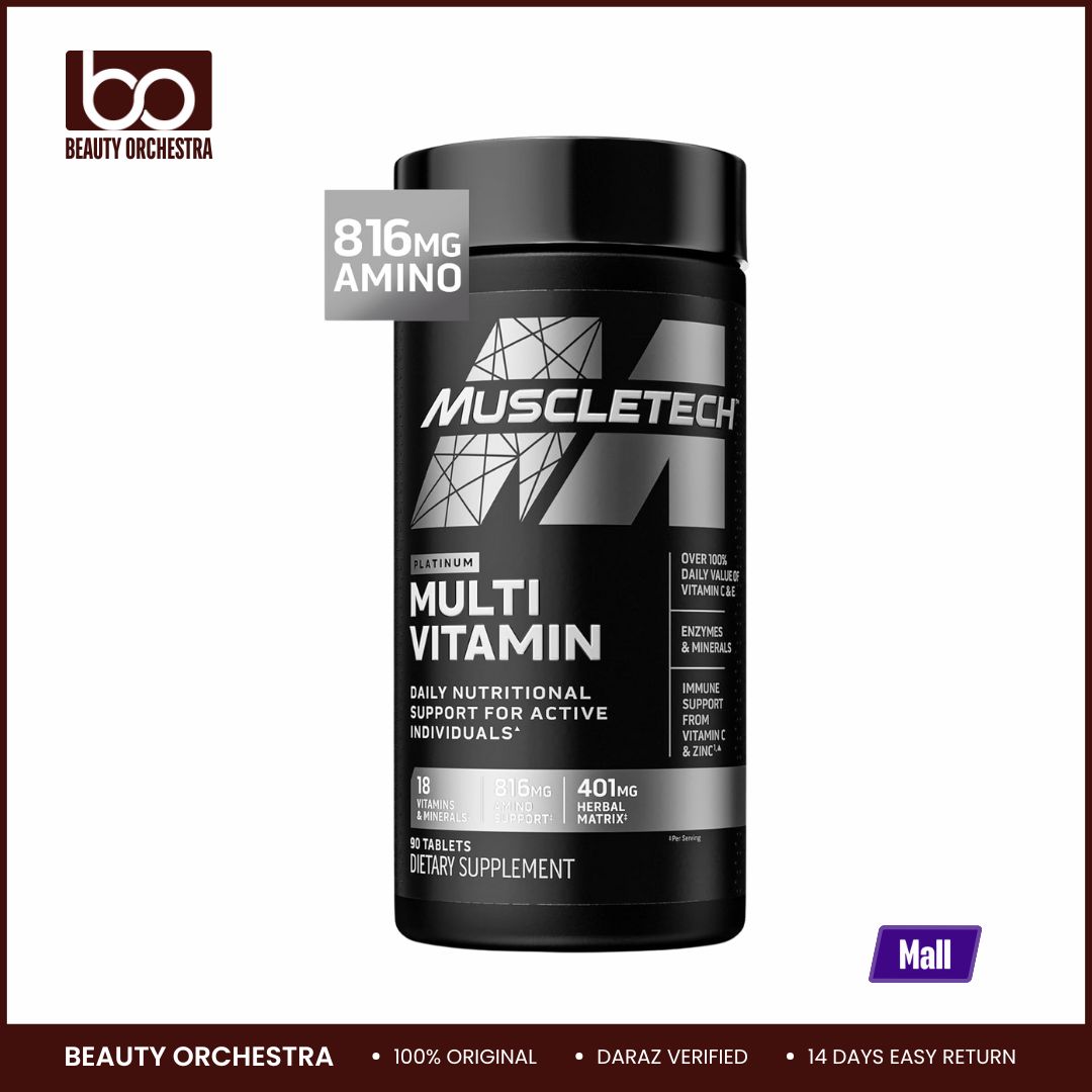 Picture of MuscleTech Platinum Multivitamins for Men & Women Multi-Vitamin Supplement for Immune Support 18 Vitamins & Minerals Vitamin - 90 Capsules