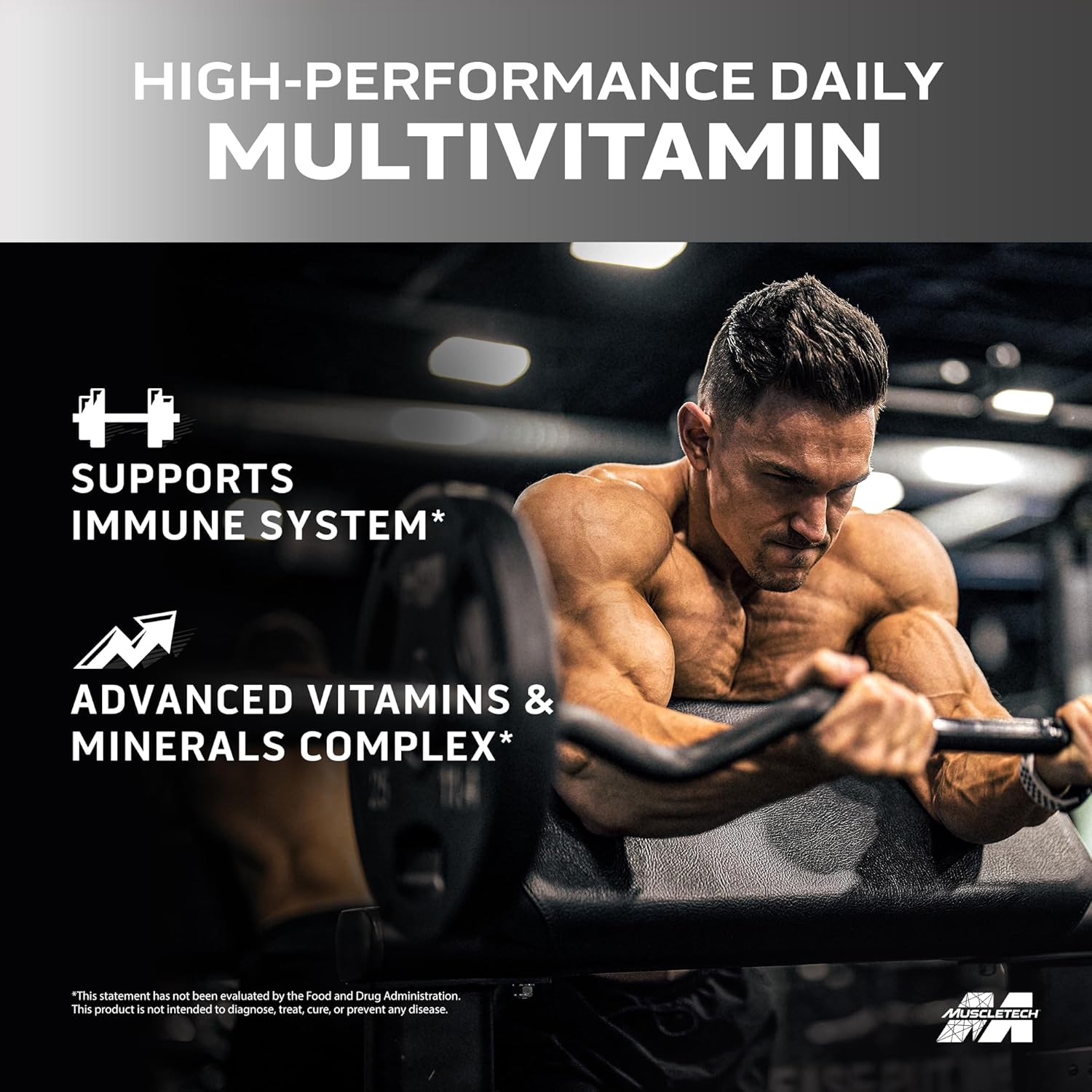 Picture of MuscleTech Platinum Multivitamins for Men & Women Multi-Vitamin Supplement for Immune Support 18 Vitamins & Minerals Vitamin - 90 Capsules