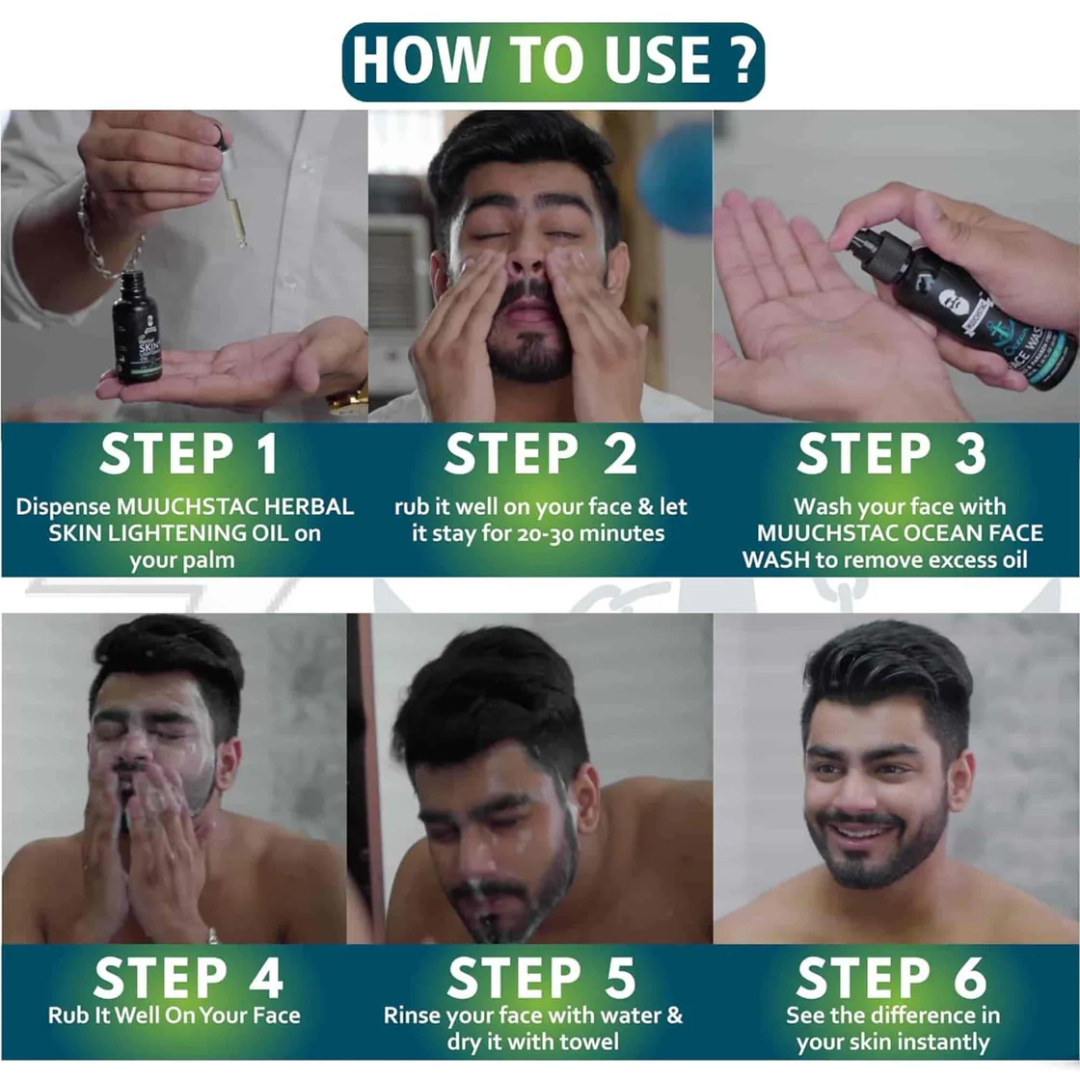 Picture of Muuchstac Herbal Skin Lightening Oil + Ocean Face Wash Combo