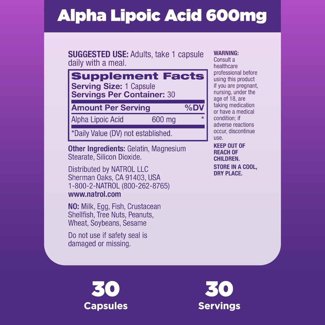 Picture of Natrol Alpha Lipoic Acid 600 mg - 30 Tablets
