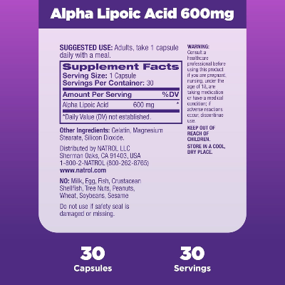 Picture of Natrol Alpha Lipoic Acid 600 mg - 30 Tablets