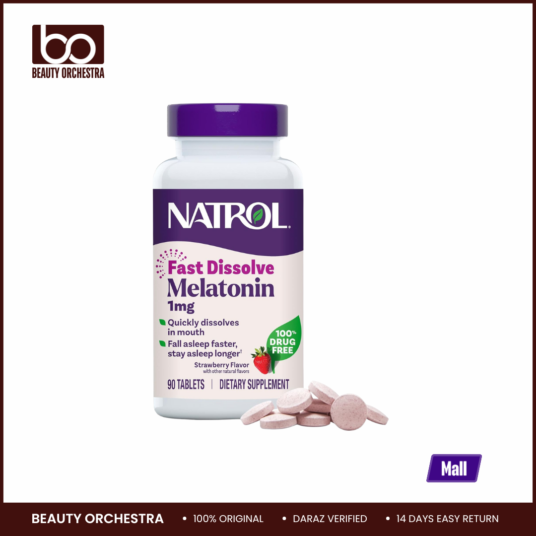 Picture of Natrol Fast Dissolve Melatonin 1 mg, Melatonin Supplements for Restful Sleep, Sleep Support for Adults, 90 Strawberry-Flavored Tablets
