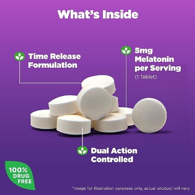 Picture of Natrol Melatonin 5mg - 100 Tablets (Time release, 5mg tablets, USA)