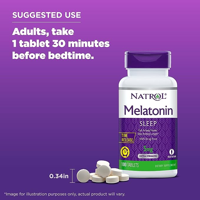 Picture of Natrol Melatonin 5mg - 100 Tablets (Time release, 5mg tablets, USA)