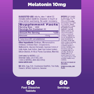 Picture of Natrol Melatonin Fast Dissolve 10mg - 60 Tablets