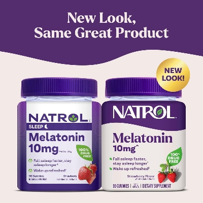Picture of Natrol Melatonin Gummies Sleep Support for Adults 10 mg Melatonin Supplement for Sleeping 90 Strawberry Gummies
