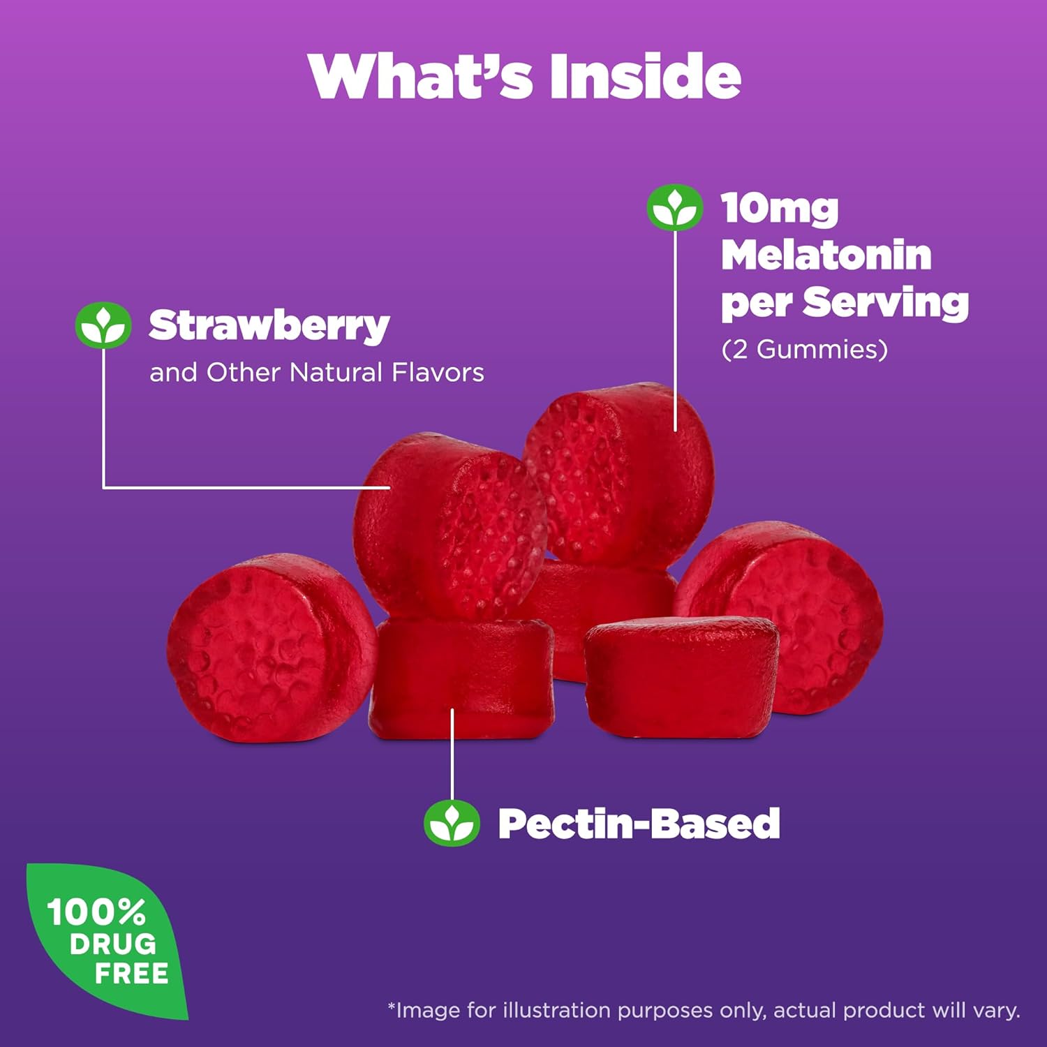 Picture of Natrol Melatonin Gummies Sleep Support for Adults 10 mg Melatonin Supplement for Sleeping 90 Strawberry Gummies