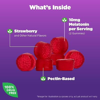 Picture of Natrol Melatonin Gummies Sleep Support for Adults 10 mg Melatonin Supplement for Sleeping 90 Strawberry Gummies