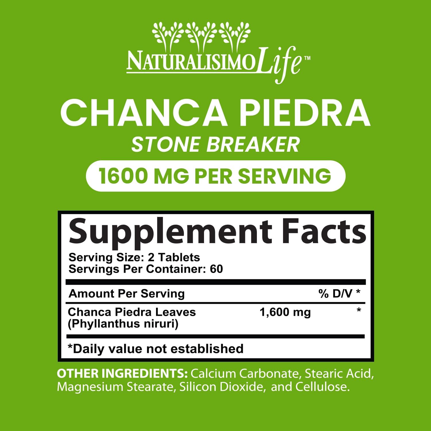 Picture of NaturalisimoLife Chanca Piedra 1600 mg per Serving – 120 Tablets