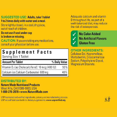 Picture of Nature Made Calcium 600 mg – 120 Tablets