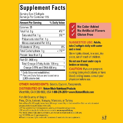 Picture of Nature Made Fish Oil Omega 3 Supplements, 1200 mg Softgels, Omega 3 Fish Oil for Healthy Heart Support, 230 Softgels