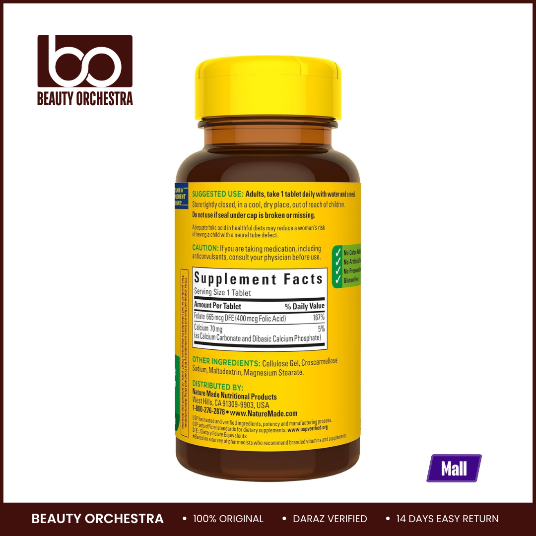 Picture of Nature Made Folic Acid 400 mcg (665 mcg DFE) - 250 Tablets