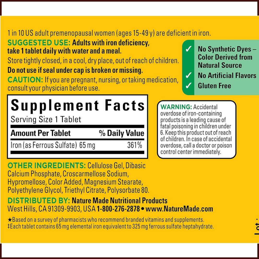 Picture of Nature Made Iron 65 mg - 180 Tablets