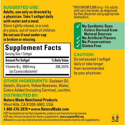 Picture of Nature Made Maximum Strength Vitamin B12 5000mcg - 60 Softgels