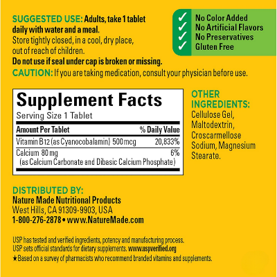 Picture of Nature Made Vitamin B12 500mcg - 100 Tablets