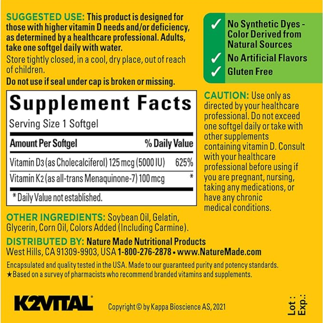 Picture of Nature Made Vitamin D3+K2 - 30 Softgels