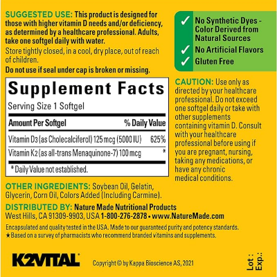 Picture of Nature Made Vitamin D3+K2 - 30 Softgels