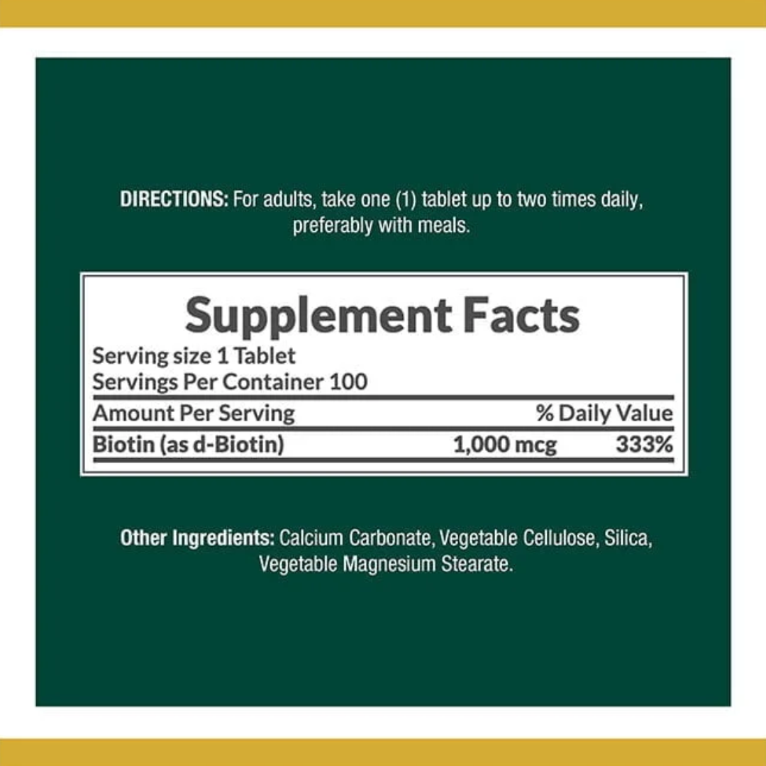 Picture of Nature’s Bounty Biotin 1000mcg - 100 Tablets