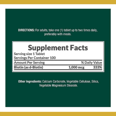 Picture of Nature’s Bounty Biotin 1000mcg - 100 Tablets