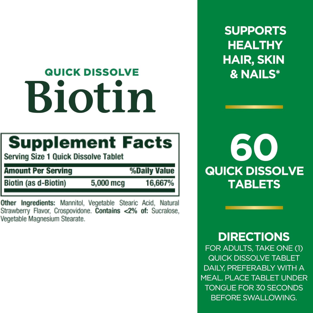 Picture of Nature’s Bounty Biotin 5000mcg - 60 Quick Dissolve Tablets