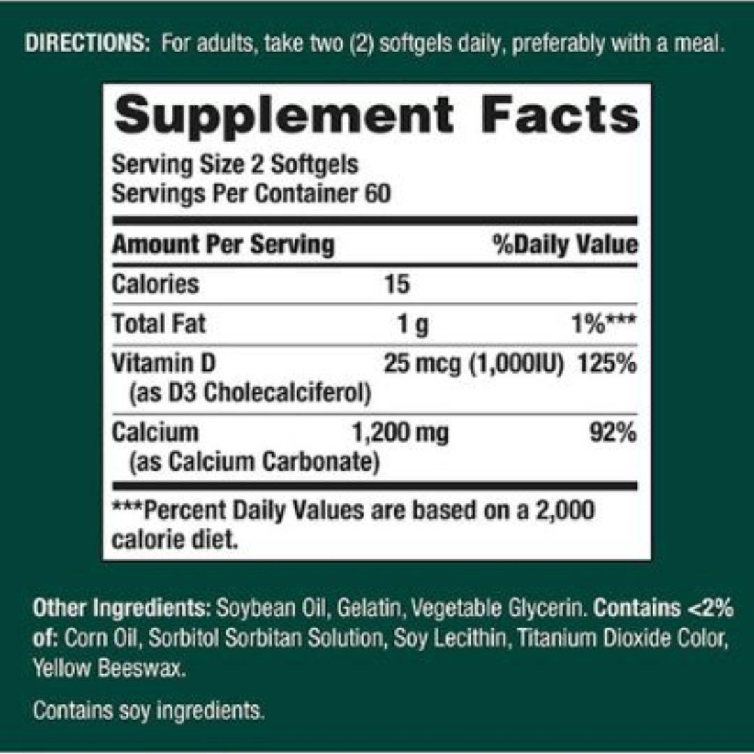 Picture of Nature’s Bounty Calcium Plus Vitamin D3 1200mg - 120 Softgels