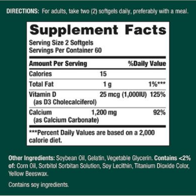 Picture of Nature’s Bounty Calcium Plus Vitamin D3 1200mg - 120 Softgels