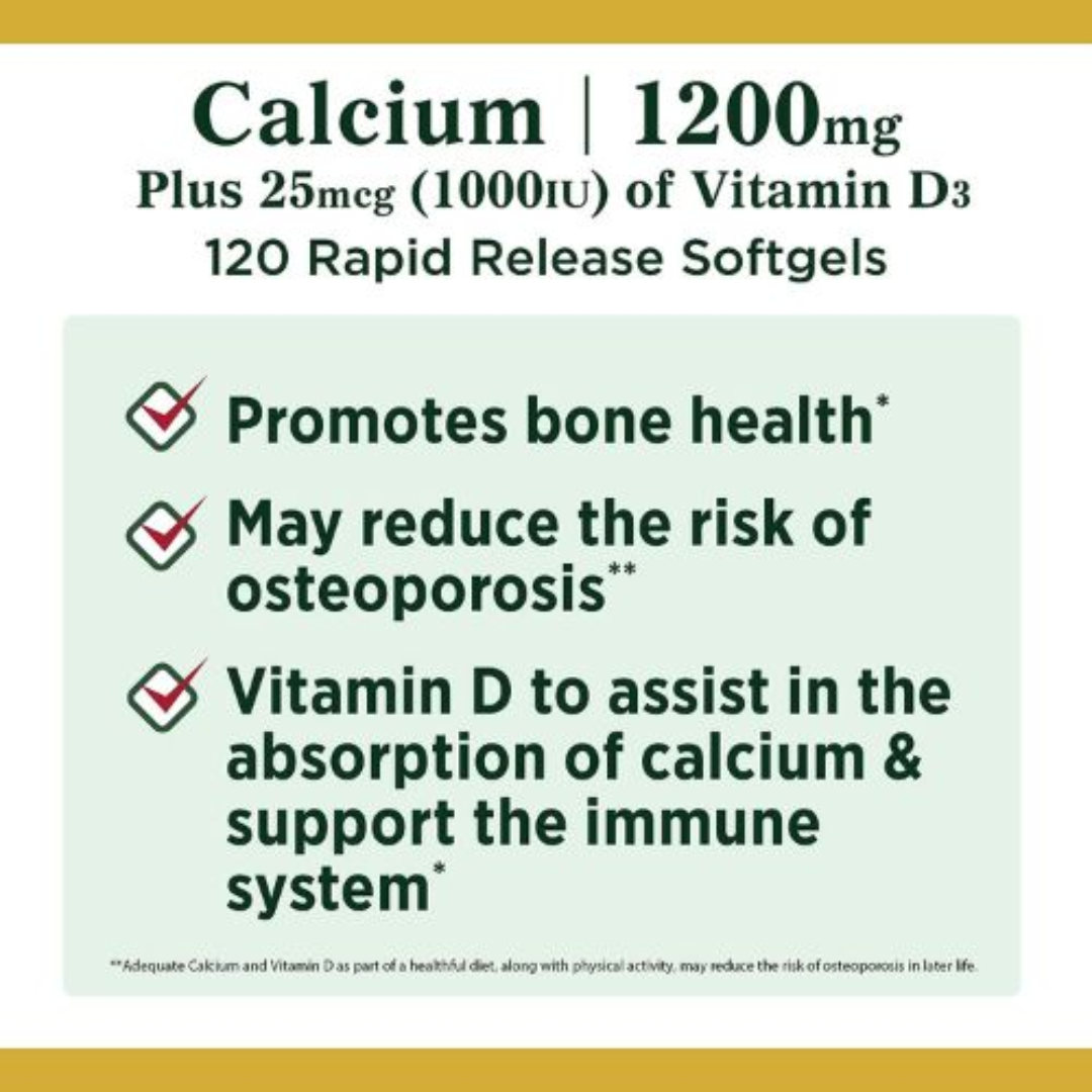 Picture of Nature’s Bounty Calcium Plus Vitamin D3 1200mg - 120 Softgels