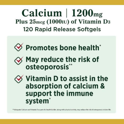 Picture of Nature’s Bounty Calcium Plus Vitamin D3 1200mg - 120 Softgels