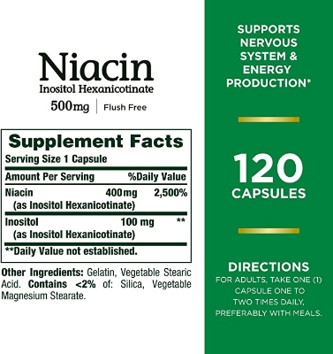 Picture of Nature’s Bounty Niacin 500mg - 120 Capsules
