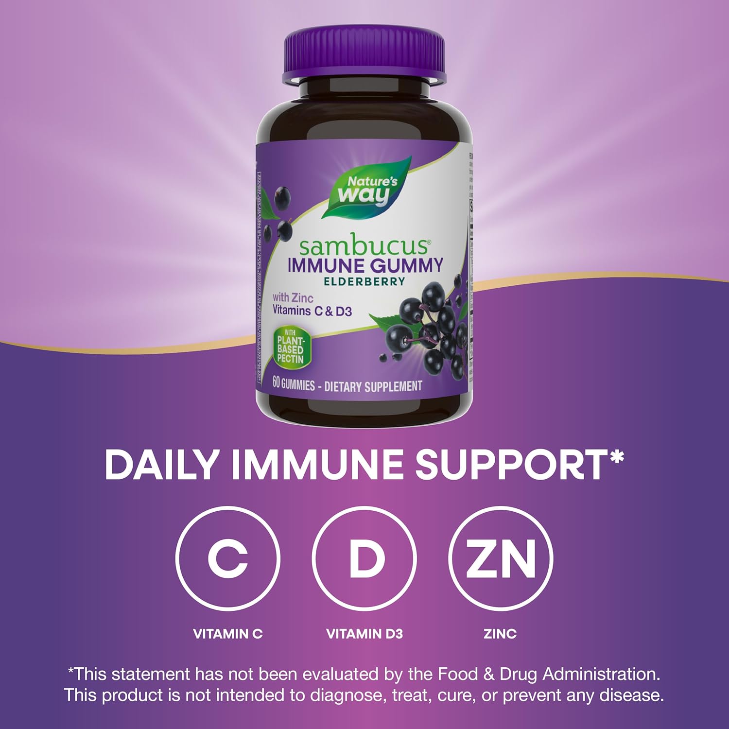 Picture of Nature’s Way Sambucus Elderberry Immune Gummies 60 Gummies