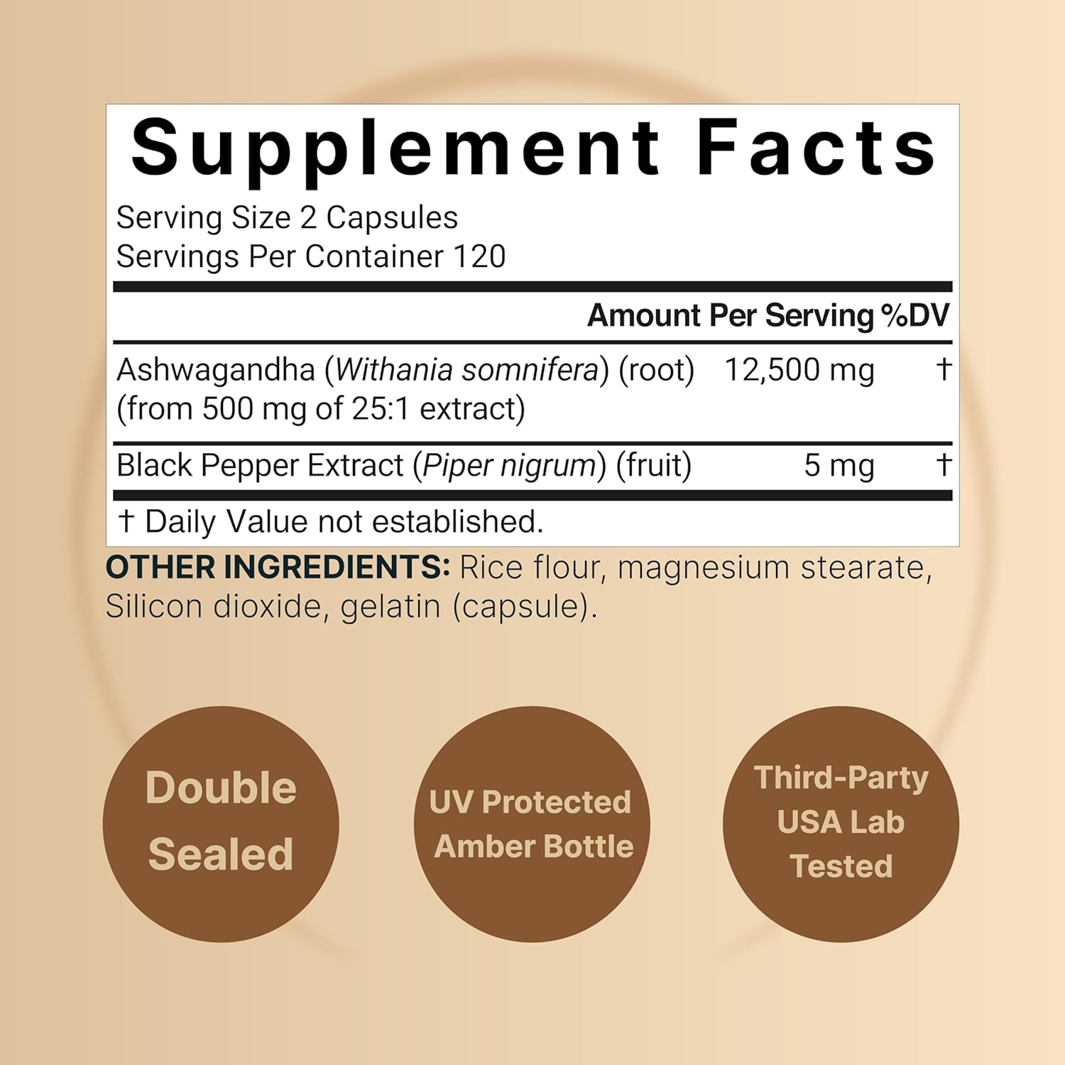 Picture of NatureBell Ashwagandha 12,500 mg Equivalent with Black Pepper, 240 Capsules | High Absorption Complex – Extra Strength 25:1 Root Extract – Adaptogens Supplements for Relaxation – Non-GMO