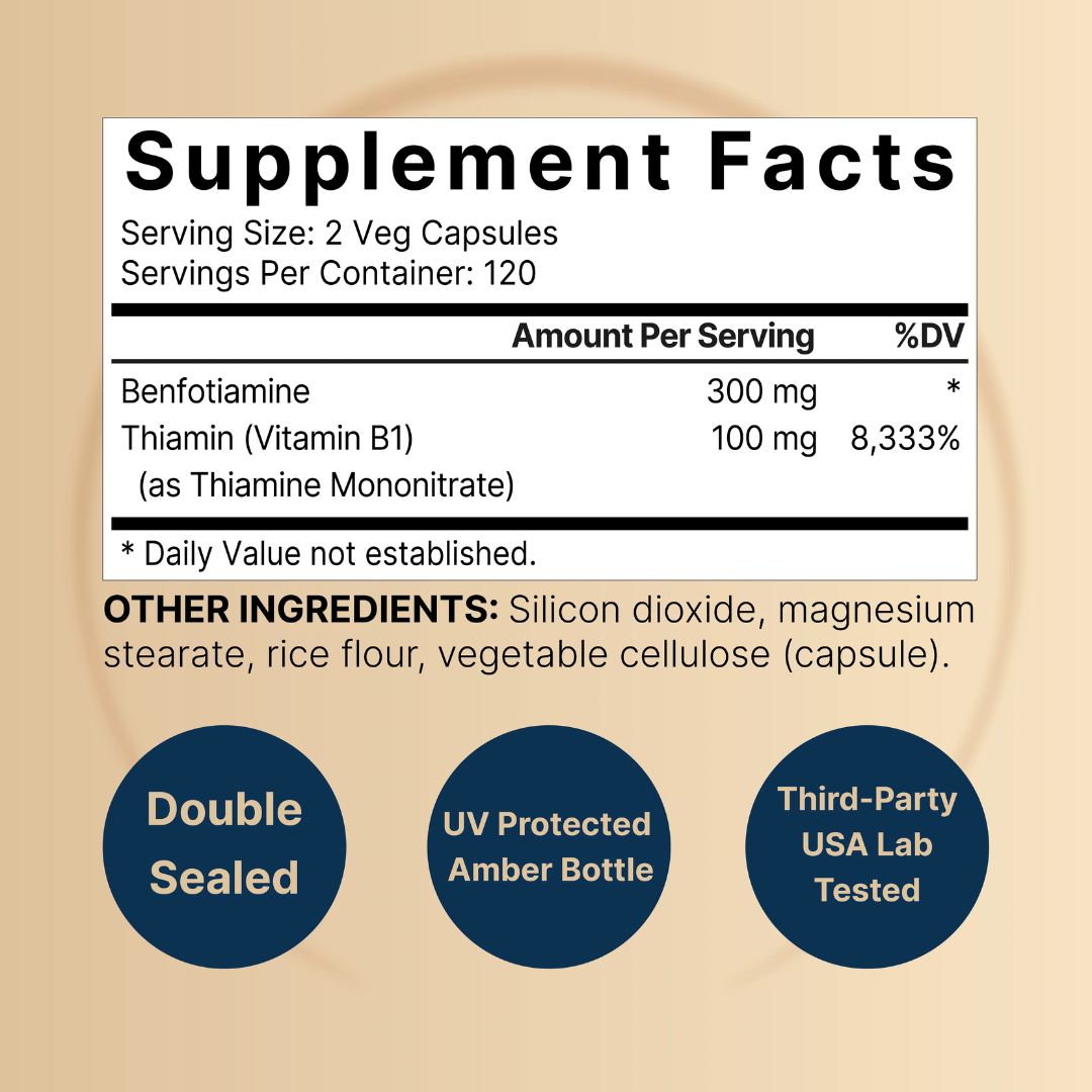 Picture of NatureBell Benfotiamine 300mg With Thiamine 100mg - 240 Veggie Capsules