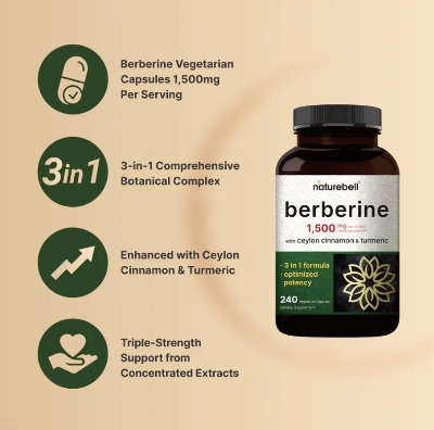 Picture of Naturebell Berberine Supplement 1500mg, 240 Veggie Capsules