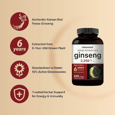 Picture of NatureBell Korean Red Panax Ginseng 2250mg - 240 Softgels