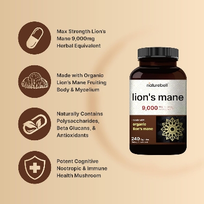 Picture of Naturebell Lions Mane Capsules 9,000mg 240 Capsules
