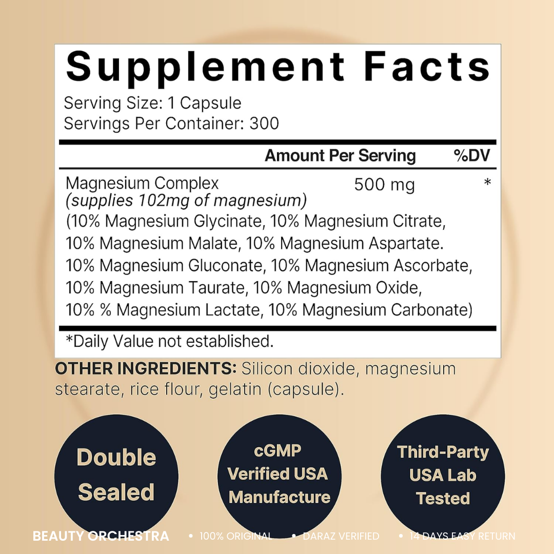 Picture of NatureBell Magnesium Complex Supplement 500mg - 300 Capsules (Expiry Date - 03/2026)
