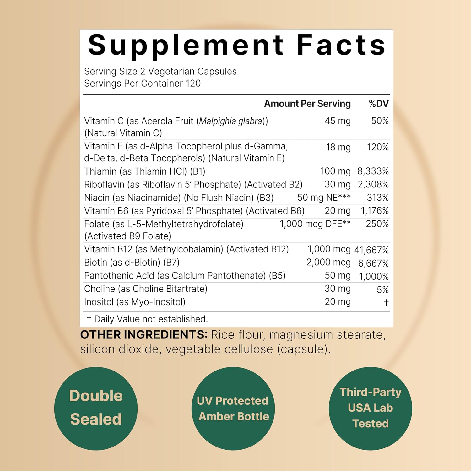 Picture of Naturebell Methylated B Complex Vitamins 240 Veggie Capsules