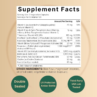 Picture of Naturebell Methylated B Complex Vitamins 240 Veggie Capsules