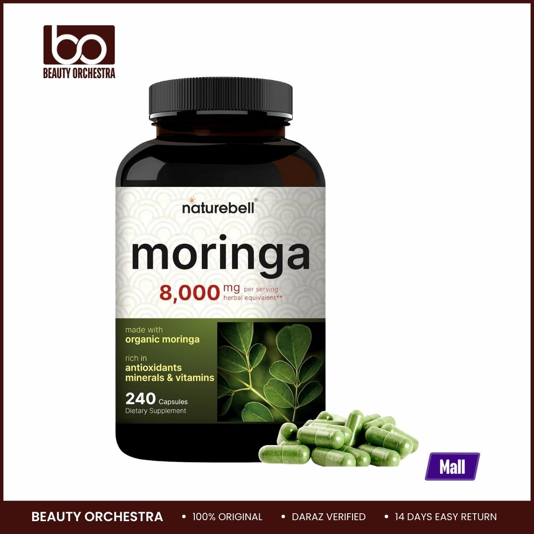 Picture of NatureBell Moringa Capsules 8000mg Per Serving, 240 Capsules | 4 Month Supply, Made with Moringa Powder Organic | Green Superfood, Skin Health & Immune Support | Non-GMO, Gluten Free