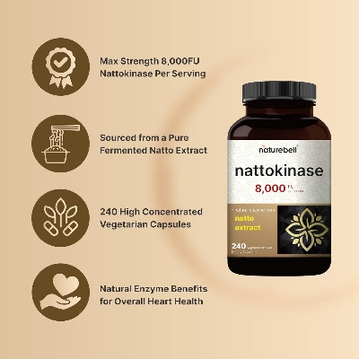 Picture of NatureBell Nattokinase Supplement 8,000 FU Per Serving 240 Veggie Capsules