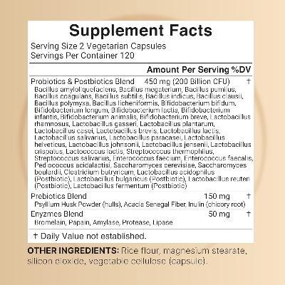 Picture of NatureBell Probiotics 200 Billion CFU Per Serving | 240 Veggie Capsules with Synbiotic Blend of Digestive Enzymes, Prebiotics, & Postbiotics – 40 Strains – Full-Spectrum Gut Health & Bloating Support