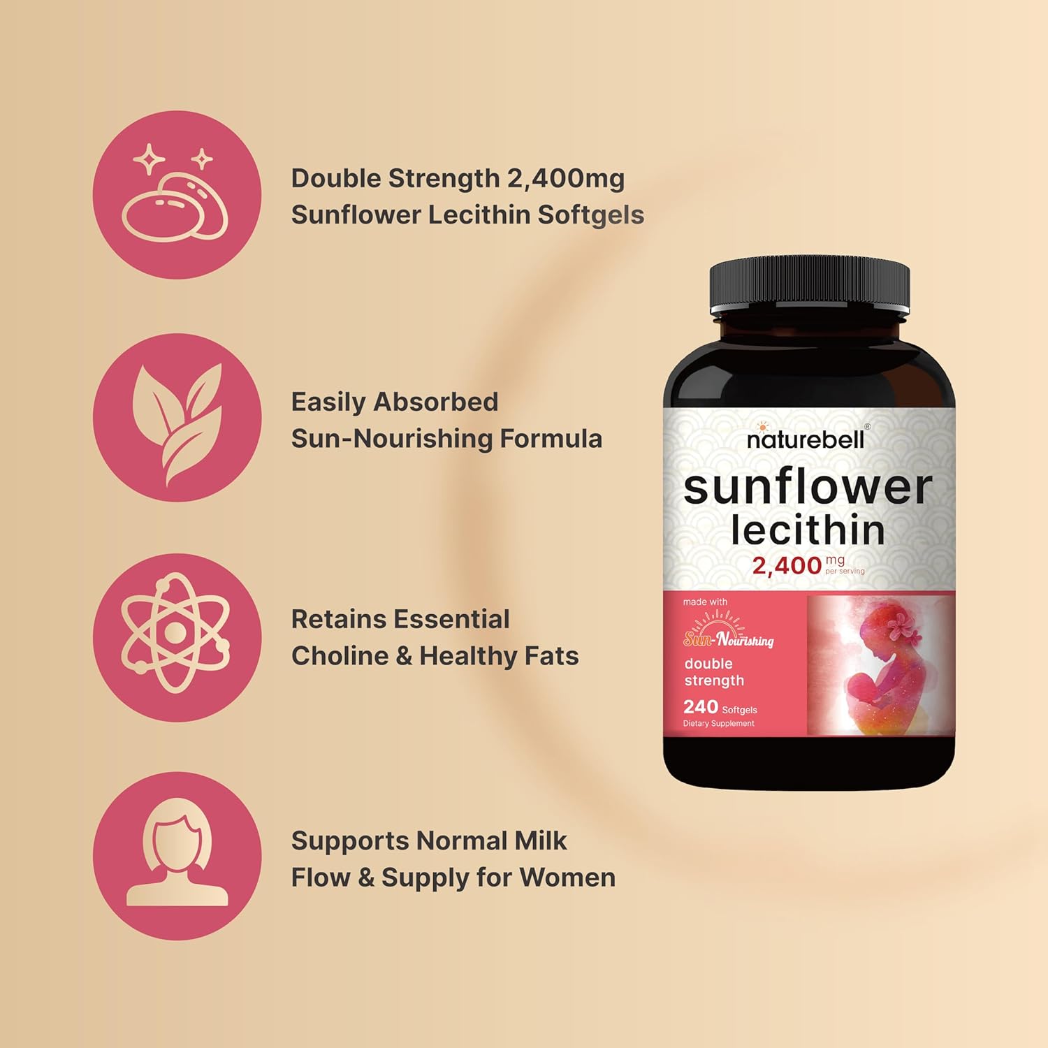 Picture of NatureBell Sunflower Lecithin 2,400mg 240 Softgels