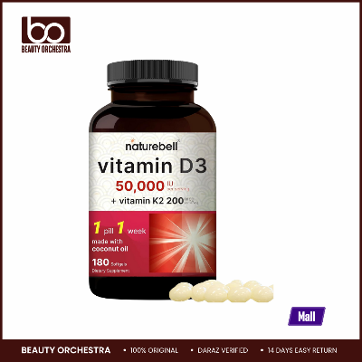 Picture of NatureBell Vitamin D3 50,000 IU + K2 200 mcg 180 Softgels