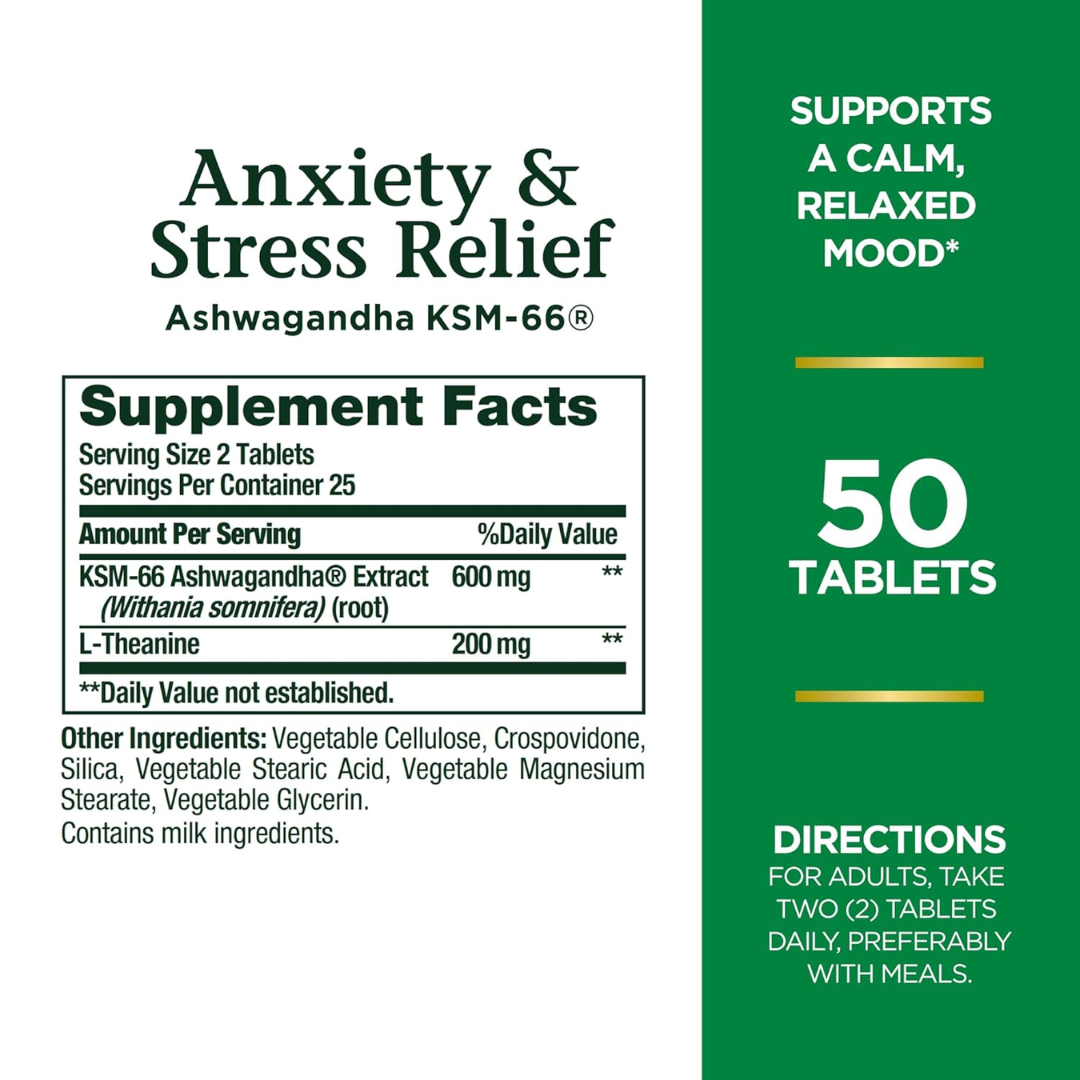 Picture of Nature's Bounty Anxiety & Stress Relief - 50 Tablets